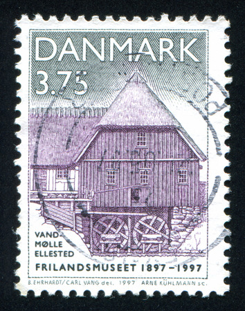 DENMARK - CIRCA 1975: stamp printed by Denmark, shows Ellested water mill, circa 1975のeditorial素材