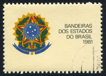 BRAZIL - CIRCA 1981: stamp printed by Brazil, shows  State Flag, circa 1981のeditorial素材