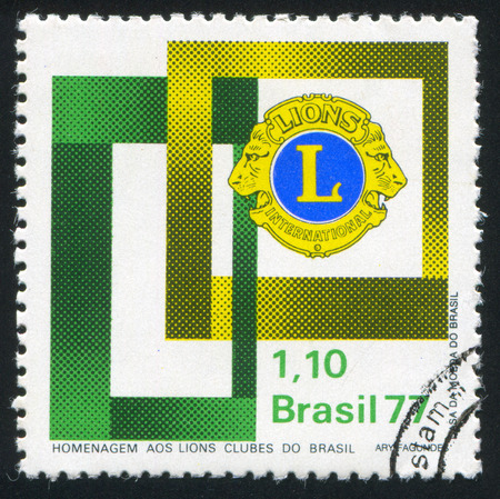 BRAZIL - CIRCA 1977: stamp printed by Brazil, shows  Lions International Emblem, circa 1977のeditorial素材