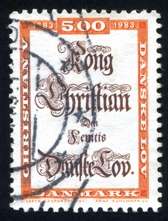 DENMARK - CIRCA 1983: stamp printed by Denmark, shows Codex titlepage, circa 1983のeditorial素材
