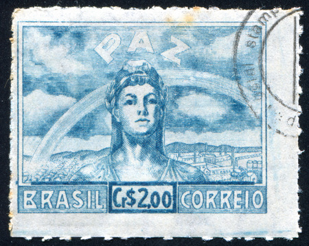 BRAZIL - CIRCA 1945: stamp printed by Brazil, shows  Liberty, circa 1945のeditorial素材