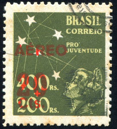 BRAZIL - CIRCA 1943: stamp printed by Brazil, shows  child and star, circa 1943のeditorial素材