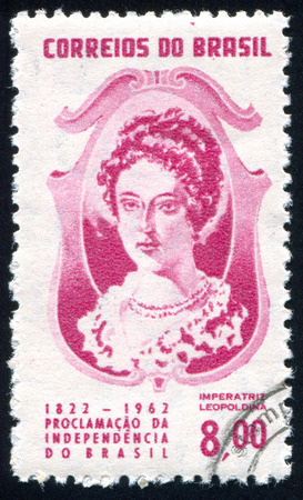 BRAZIL - CIRCA 1962: stamp printed by Brazil, shows  Empress Leopoldina, circa 1962のeditorial素材