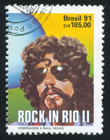BRAZIL - CIRCA 1991: stamp printed by Brazil, shows  Raul Seixas, circa 1991のeditorial素材