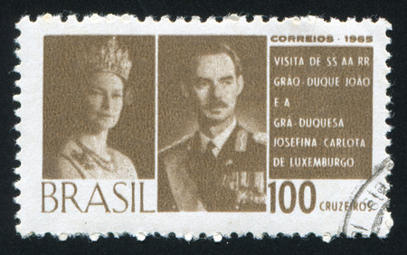 BRAZIL - CIRCA 1965: stamp printed by Brazil, shows  Grand Duke and Duchess of Luxembourg, circa 1965のeditorial素材