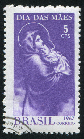 BRAZIL - CIRCA 1967: stamp printed by Brazil, shows  madonna, circa 1967のeditorial素材