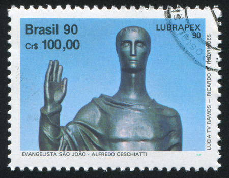 BRAZIL - CIRCA 1990: stamp printed by Brazil, shows  statue, circa 1990のeditorial素材