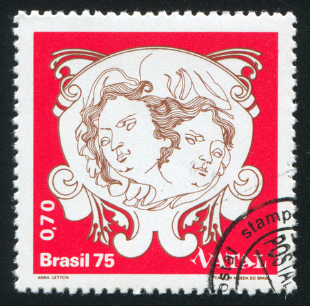 BRAZIL - CIRCA 1975: stamp printed by Brazil, shows  Angels, circa 1975のeditorial素材