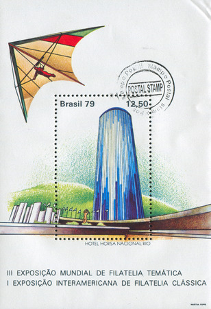 BRAZIL - CIRCA 1979: stamp printed by Brazil, shows  Hotel Nacional, Rio de Janeiro, circa 1979のeditorial素材