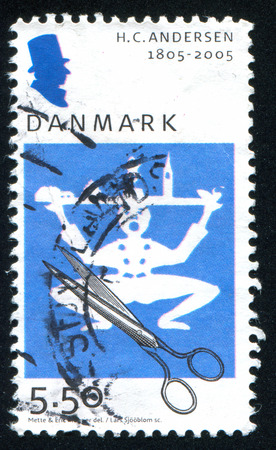 DENMARK - CIRCA 2005: stamp printed by Denmark, shows Paper Cutting by Andersen Scissors, circa 2005のeditorial素材