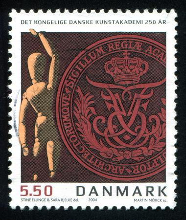 DENMARK - CIRCA 2004: stamp printed by Denmark, shows Academy of Fine Arts, Copenhagen, circa 2004のeditorial素材