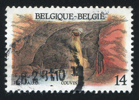 BELGIUM - CIRCA 1991: stamp printed by Belgium, shows Neptune Grotto, circa 1991のeditorial素材