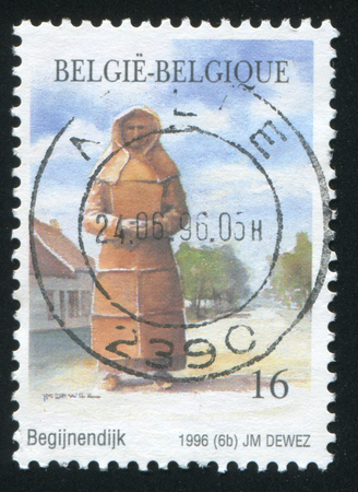 RUSSIA KALININGRAD, 26 OCTOBER 2015: stamp printed by Belgium, shows Village of Begijnendijk as separate community, circa 1996のeditorial素材