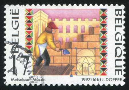 RUSSIA KALININGRAD, 26 OCTOBER 2015: stamp printed by Belgium, shows Mason, circa 1997のeditorial素材