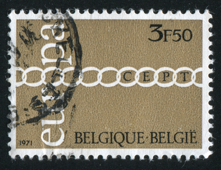 BELGIUM - CIRCA 1971: stamp printed by Belgium, shows emblem Europe, circa 1971のeditorial素材