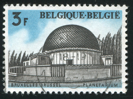 RUSSIA KALININGRAD, 19 OCTOBER 2015: stamp printed by Belgium, shows Planetarium Brussels, circa 1974のeditorial素材