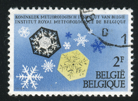RUSSIA KALININGRAD, 20 OCTOBER 2015: stamp printed by Belgium, shows snowflake, circa 1966のeditorial素材