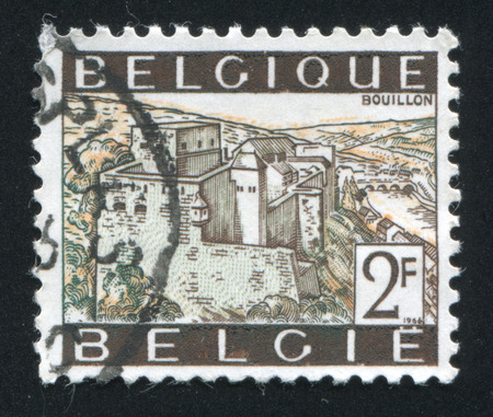 RUSSIA KALININGRAD, 20 OCTOBER 2015: stamp printed by Belgium, shows Castle Bouillon, circa 1966のeditorial素材