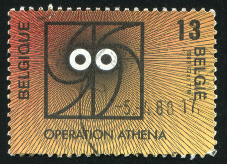 RUSSIA KALININGRAD, 20 OCTOBER 2015: stamp printed by Belgium, shows Dynamism of the Regions, circa 1988のeditorial素材