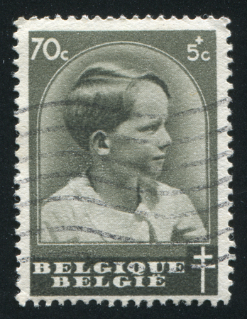 RUSSIA KALININGRAD, 20 OCTOBER 2015: stamp printed by Belgium, shows Prince Baudouin, circa 1936のeditorial素材