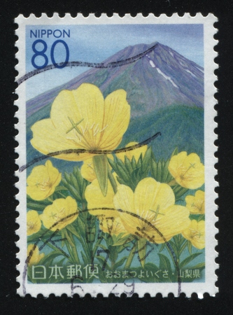 RUSSIA KALININGRAD, 18 MARCH 2016: stamp printed by Japan shows flower, circa 2012のeditorial素材