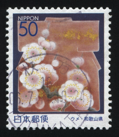 RUSSIA KALININGRAD, 18 MARCH 2016: stamp printed by Japan shows flower, circa 2012のeditorial素材