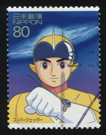 RUSSIA KALININGRAD, 22 APRIL 2016: stamp printed by Japan shows Japanese Anime, circa 2012のeditorial素材