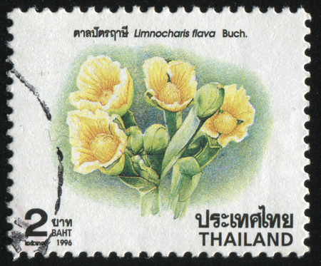 RUSSIA KALININGRAD, 3 JUNE 2016: stamp printed by Thailand shows flower, circa 1996のeditorial素材
