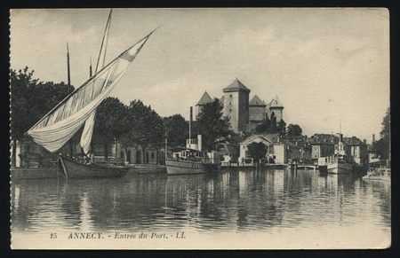RUSSIA KALININGRAD, 19 SEPTEMBER 2016: postcard printed by France shows Annecy, circa 1900のeditorial素材