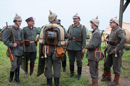 KALININGRAD RUSSIA, 21 AUGUST 2016: Historical reenactment of the Battle of Gumbinnen, World War I,...