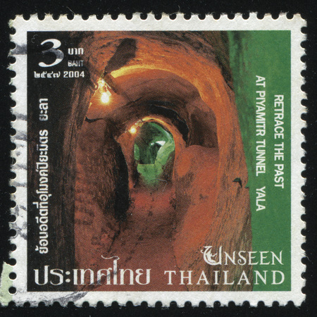 RUSSIA KALININGRAD, 4 JUNE 2016: stamp printed by Thailand, shows At Piyamitr tunnel in hollow, circa 2004のeditorial素材