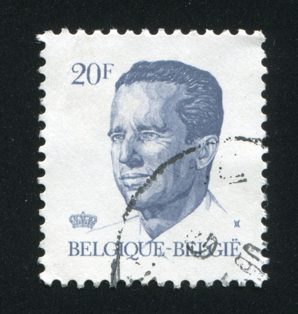 BELGIUM - CIRCA 1981: stamp printed by Belgium, shows King Baudouin, circa 1981のeditorial素材
