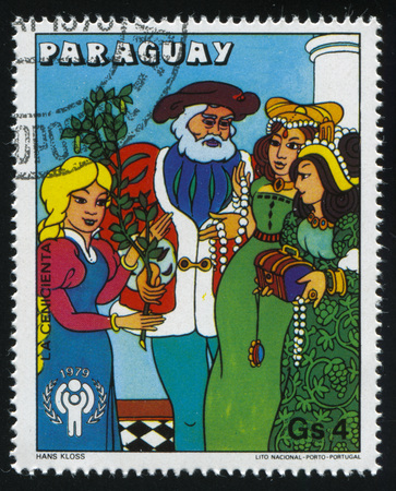 RUSSIA KALININGRAD, 22 APRIL 2017: stamp printed by Paraguay, shows Cinderella, circa 1979のeditorial素材