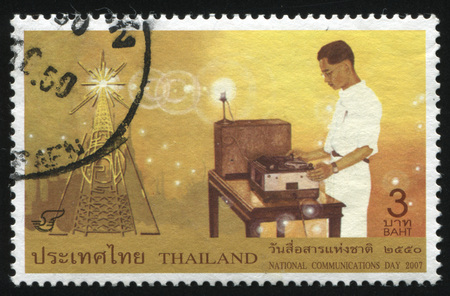 RUSSIA KALININGRAD, 2 JUNE 2016: stamp printed by Thailand, shows a transmission equipment operator, 2007のeditorial素材