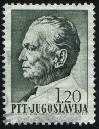 RUSSIA KALININGRAD,12 NOVEMBER 2016: stamp printed by Yugoslavia, shows the portrait of marshal Tito, circa 1967のeditorial素材