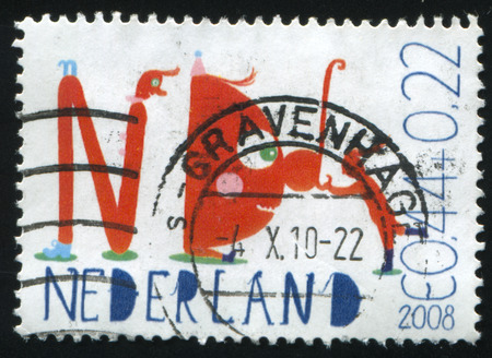 RUSSIA KALININGRAD, 21 JUNE 2017: stamp printed by Netherlands shows abstract emblem and symbol, circa 2008のeditorial素材