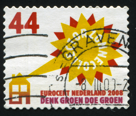 RUSSIA KALININGRAD, 21 JUNE 2017: stamp printed by Netherlands shows abstract emblem and symbol, circa 2008のeditorial素材