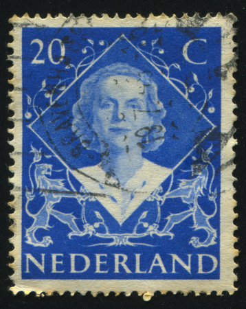 RUSSIA KALININGRAD, 27 JUNE 2017: stamp printed by Netherlands shows Queen Juliana, circa 1942のeditorial素材