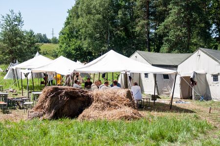 RUSSIA KALININGRAD, 30 JUNE 2019: Historical reenactment of the Battle of Friedland,  Napoleonic Wars  Kaliningrad region, Russia.のeditorial素材
