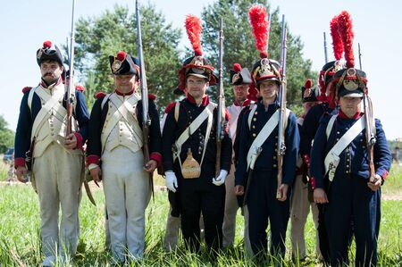 RUSSIA KALININGRAD, 30 JUNE 2019: Historical reenactment of the Battle of Friedland,  Napoleonic...