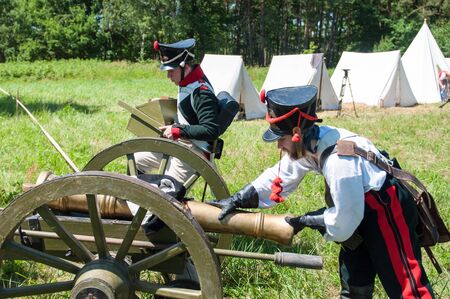 RUSSIA KALININGRAD, 30 JUNE 2019: Historical reenactment of the Battle of Friedland,  Napoleonic Wars  Kaliningrad region, Russia.のeditorial素材
