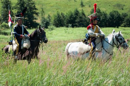 RUSSIA KALININGRAD, 30 JUNE 2019: Historical reenactment of the Battle of Friedland,  Napoleonic...