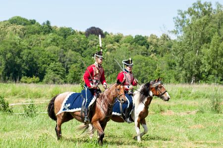 RUSSIA KALININGRAD, 30 JUNE 2019: Historical reenactment of the Battle of Friedland,  Napoleonic Wars  Kaliningrad region, Russia.のeditorial素材