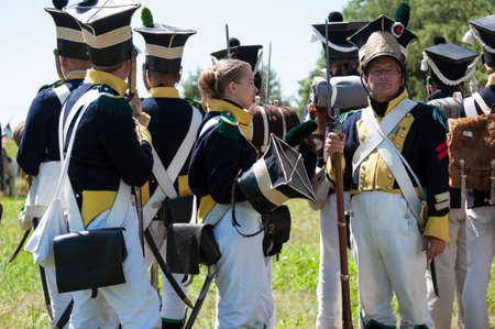 RUSSIA KALININGRAD, 30 JUNE 2019: Historical reenactment of the Battle of Friedland,  Napoleonic Wars  Kaliningrad region, Russia.のeditorial素材
