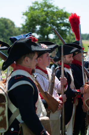RUSSIA KALININGRAD, 30 JUNE 2019: Historical reenactment of the Battle of Friedland,  Napoleonic Wars  Kaliningrad region, Russia.のeditorial素材