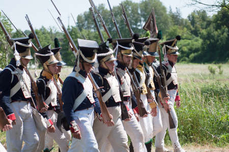 RUSSIA KALININGRAD, 30 JUNE 2019: Historical reenactment of the Battle of Friedland,  Napoleonic Wars  Kaliningrad region, Russia.のeditorial素材