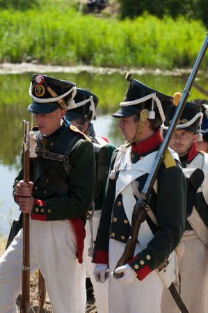 RUSSIA KALININGRAD, 30 JUNE 2019: Historical reenactment of the Battle of Friedland,  Napoleonic Wars  Kaliningrad region, Russia.のeditorial素材