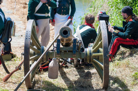 RUSSIA KALININGRAD, 30 JUNE 2019: Historical reenactment of the Battle of Friedland,  Napoleonic Wars  Kaliningrad region, Russia.のeditorial素材