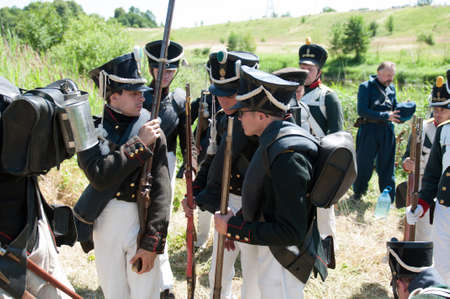RUSSIA KALININGRAD, 30 JUNE 2019: Historical reenactment of the Battle of Friedland,  Napoleonic Wars  Kaliningrad region, Russia.のeditorial素材