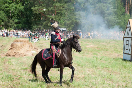 RUSSIA KALININGRAD, 30 JUNE 2019: Historical reenactment of the Battle of Friedland,  Napoleonic Wars  Kaliningrad region, Russia.のeditorial素材